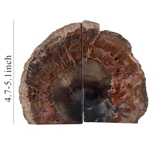 Natural Agate BookEnds, A Pair Heavy Duty Luxury Book Ends Holder, Manual Cutting Holding Books Holder Decor for Home Office Student (4.7in, Wood) - color: Wood