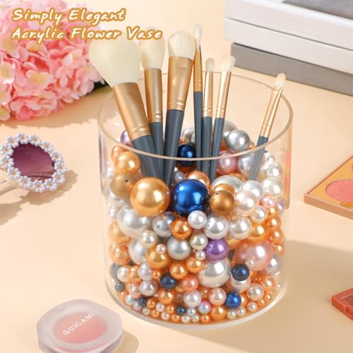 Qunclay 4 Pcs Acrylic Flower Vase Plastic Cylinder Vase for Centerpiece Decorative Clear Acrylic Cylinder Containers Break Resistant Round for Home Party Table Deco(6 x 6 Inch) - size: 6 x 6 Inch