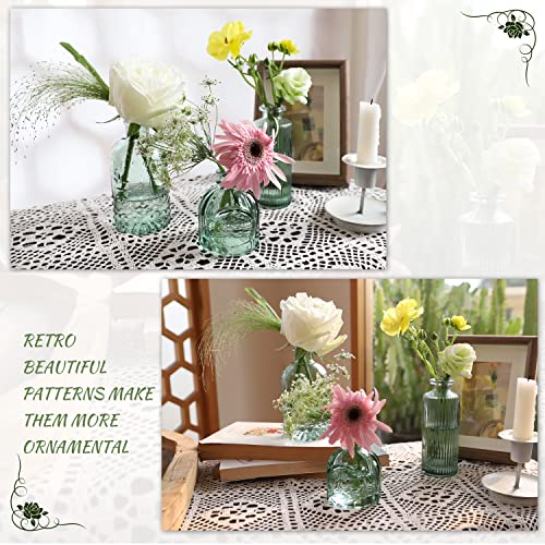 Green Glass Bud Vase Set of 22, Small Vases for Flowers, Clear Glass Vases for Centerpieces, Mini Bud Vases in Bulk Rustic Wedding Decorations, Centerpieces, Vintage Look Home Table Flower Decor - color: Green
