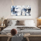 Prepeyssee White and Blue Abstract Canvas Wall Art for Living Room Bedroom Home Office Large Modern Grey Abstract Canvas Prints Picture Ready to Hang Size 20x40 - color: white, size: 20L" x 40W"