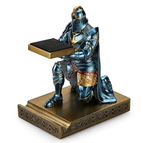 King's Guard Watch Display Stand Eyeglass Jewelry Bracelet Necklace Holder Trays Towers Resin Pen Holder Warrior Knight Mobile Phone Stand for Office & Home (Blue) - color: Blue