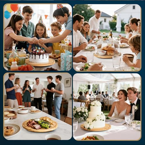 Masthome 11 IN Cake Stand with Lid, Bamboo Wood Rotating Cake Holder with Dome, BPA Free Cake Dish with Cover, Cake Plate with Cover for Birthday/Kitchen/Party/Weddings - color: Rotating Bamboo Cake Stand With Dome