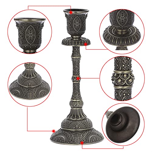 OwnMy Set of 2 Vintage Taper Candle Holders 7.4”Metal Taper Candlestick Holders, Elegant Brass Candle Stick Holders Bronze Candelabra Set for Dining Table Centerpieces Wedding Home Decoration - color: Bronze