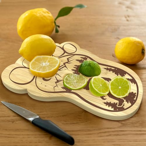 Sasquatch Charcuterie Board, 12.6" X 7.6" Unique Bigfoot Gifts, Footprint Cheese Board & Serving Tray For Anniversary Birthday Party Christmas Wedding Gifts, Mom, Big Foot Party Decor
