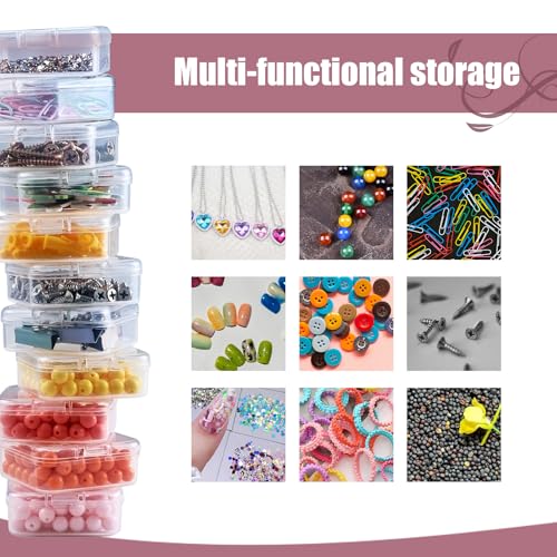 CGCG 2 Sets 8.8 x 6.7 inch Plastic Organizer Box with Lid, 62 Pcs Clear Storage Containers, Mini Case for Earring, Jewelry, Beads, Craft, Nail, Screws, Seeds, Small Parts, Bracelet Making DIY