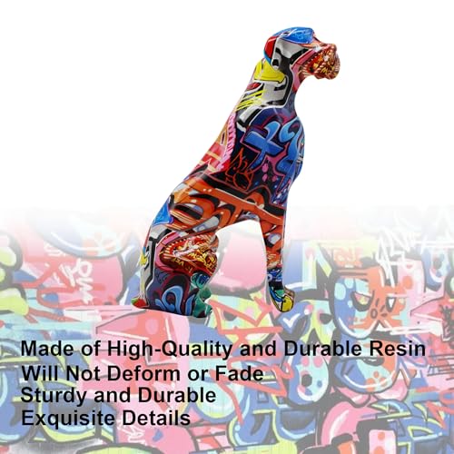 Graffiti Dog Statue, Abstract Resin Art Figurine Graffiti Decorations for Living Room, Christmas Decorations, Housewarming Gifts for Office Desk Table Top Bedroom Book Shelf Abstract, Color - color: Graffiti