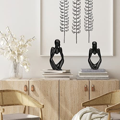 INNOLITES Resin Statue Thinker Style Decoration Abstract Sculptures Collectible Figurines for Home Decor Modern Office Shelf Desktop (Black-Focus) - color: Black-focus