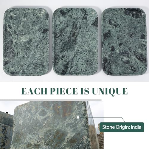 Koville Marble Tray, 12"x8" Marble Vanity Tray for Countertop Bathroom Kitchen Dresser, Decorative Catchall Trays for Perfume Jewelry, Rectangular Stone Serving Tray(Green) - color: Green