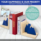 Decorably Blue Mountain Book Ends for Kids Books - 1 Set Non-Skid Wooden Bookends for Kids, Book Ends for Shelves, Kid's Room, Baby's Nursery, Classroom