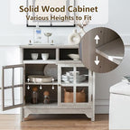 Buffet Cabinet with Storage, Solid Wood Sideboard Cabinet, TV Stands, Coffee Bar Station, Modern Farmhouse Console Table for Dining Room, Kitchen, Living Room, Entryway, Gray - color: Grey