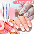 3 Pcs Nail Art Sculpture Pen, Dual Tipped Silicone Nail Tools, Silicone Head Acrylic Handle Nail Art Brushes for Design Nail Foil Carving Drawing Effect Shaping Drawing (Black, Pink, Royal Blue) - color: Black, Pink, Royal Blue