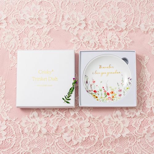Crisky Jewelry Ring Dish for Grandma Birthday Gifts Thinking of You Gift for Grandmother New Fist Time, Personalized Christmas Valentine's Gift Ideas from Grandson Granddaughter (I Love You Grandma) - style: Grandma I Love You