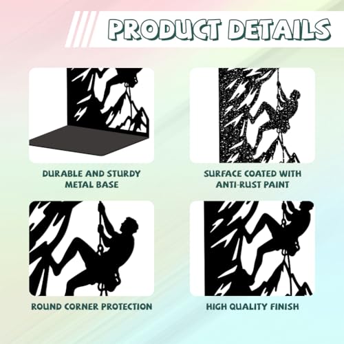 Peacoblue Metal Bookends for Shelves, Modern Decorative Heavy Duty Study Book Ends Stoppers for Office, Desk, Shelf, Room 5.3"x4.3"x7.9" Cast Iron Simple Tall Bookends 1 Pair (Rock Climbing) - style: Rock Climbing