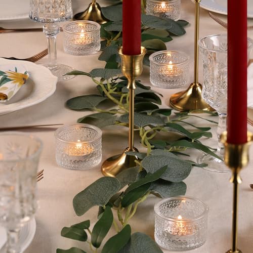 NITIME 30Pcs Clear Votive Candle Holders, Tealight Candle Holder Glass for Wedding Decorations, Polka Dot Glass Candle Holder forTable Centerpiece, Home and Party Decor - color: Clear