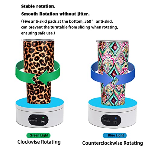 YVV Turner Cup Rotating Display Stand for Epoxy Glitter Tumbler, 360 Degree Automatic Mute Rotating Turntable for Photography Products and Shows. Bling Bling Tumbler Making Supplies Spinner White USB - size: 4.72 * 1.77 inch