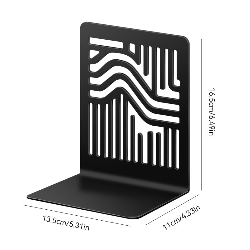 Book Ends to Hold Books, Metal Bookend, Modern Geometric Bookends for Heavy Books, Decorative Book Holder with Flexible Note Slots, Non-Skid Book Stopper for Desk & Shelves (1 Pair) - color: Type-2
