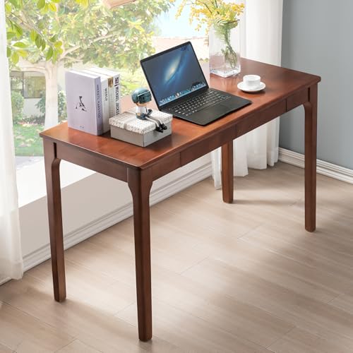 Solid Wood Desk with Drawers, Small Computer Desk for Small Spaces, Gaming Study Home Office Desks for Work, Student PC Desk for Bedroom, Escritorios para Cuartos (Cherry Color, 47inch) - color: Cherry Color, size: 47inch