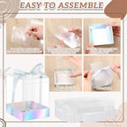Cunno 36 Set 3.5 x 3.5 x 4.3 in Candle Gift Package Valentine's Transparent Box 4-18 oz Handmade Tealight Candle Holder Paper Bottom Ribbon for Wedding Baby Shower Party Mug(Silver) - color: Silver