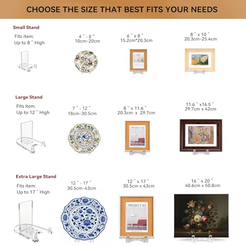 Acrylic Easel Display，Plate Stand for Display，Adjustable Clear Display Holder for 7" to 12" Platter, Book, Card, Frame, Picture, Artwork, Plaque ( Large-1pc 7"-12") - size: Large-1pc(7"-12")