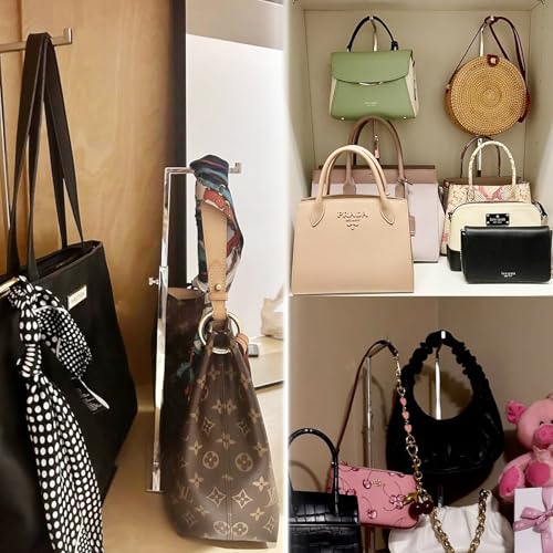 Purse Display Stand - 2 Pack Solid Black Bag Display Rack Stands, Counter Adjustable Height Stainless Steel Purse Handbag Holder Display Stand - color: Black