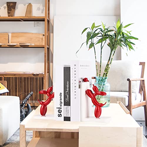 Cute Balloon Dog Bookends - Animal Book Stoppers for Kids' Books, Unique Home Office Decor - color: Red-1 Set