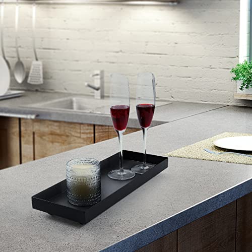 Rectangle Black Matte Metal Tray, Suit for Candle Holder, Vanity Decor Projects, Bathroom Toilet Tank Tray, Perfume or Jewelry Storage, and Coffee Table Centerpiece - size: 15.7" x 5.9" x 1.9"