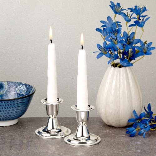 Rite Lite Silver Luxury Candlestick Holder Set Beautiful Candle Holders 2.5" - for a Modern Centerpiece, Shabbat Gifts, Shabbat Candle Holders - size: 2.5"
