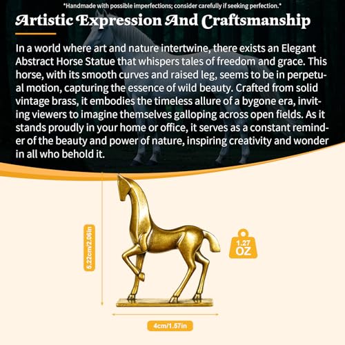 Retro Handcrafted Elegant Abstract Horse Statue 100% Solid Brass with Smooth Curves Raised Leg, Ideal Home Decor Item Collectible Desk Accessory Office Scene Ornament Artistic - Artistic Enhancement - style: Artistic Horse
