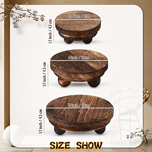 Amyhill 3 Pcs 5/4/3 Inch Wooden Risers for Display Wood Pedestal Stand Mini Tray Stand Round Wooden Pedestal Holder Rustic Buffet Cake Riser for Decor Tiered Tray Decor Home Kitchen(Brown) - color: Brown, size: 5/4/3 Inch