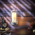 12" High Versatile Modern Metal Hurricane Lantern with Handmade Sturdy Glass Dome in Shabby Black for Pillar Candle & Plants, Industrial, Farmhouse (Black Shabby, 5"x12") - color: Black Shabby, size: 5"x12"