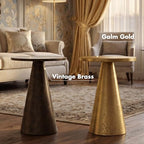 Hyfirm Antique Brass Pedestal End Table with Faux White Marble Top, 16x16x23 Round Drink Table for Living Room, Vintage Industrial Metal Side Stand for Couch & Accent Chairs in Small Spaces