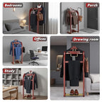 Suit Valet Stand for Men, Wood Mens Valet Stand with Base, Contour Hanger, Tray, Trouser Bar and Tie Bar, Clothes Valet Stand for Bedroom Entryway Home Living Room Office (Reddish brown) - color: Reddish brown
