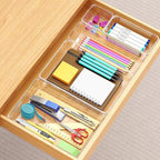 Manalete Drawer Organizers Set of 12, 4 Sizes Clear Plastic Drawer Organizers and Storage Bins for Kitchen, Bathroom, Office, Dresser Desk Drawer Organizer Tray for Jewelry, Makeup, Junk, Gadgets
