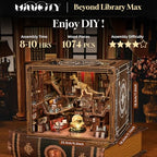 CCCDF DIY Book Nook Library Kit, Miniature Dollhouse Booknook Kit, 3D Wooden Puzzle Bookend Bookshelf with LED Light for Teens and Adults (Beyond Library Max) - style: Beyond Library Max