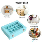 Vicoter Velvet Jewelry Box 24 Grid Jewelry Ring Display Organiser Box Tray Holder Earrings Storage Case for Girls Wife Mom Women (Light Blue) - color: Light Blue