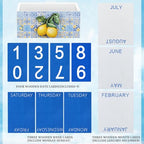 AceOrbit Tile Lemon Wood Block Perpetual Calendar Coquettish Desk Decor Blue Mediterranean Amalfi Coast Decor Cute Month Week Date Display Decorative Block Calendar for Office Home Desk Gift for Women - style: Tile Lemon