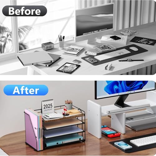 gianotter 4-Tier Paper Organizer With Magazine Holder, Desk Organizers and Accessories, Desk Accessories & Workspace Organizers, File Organizer for Office Supplies Storag (Wood, 4-Tier) - color: Wood, size: 4-Tier