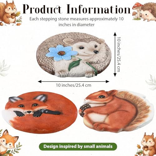 Cinnvoice 3 Pack Garden Stepping Stone Outdoor, Decorative Dimensional Resin Stepping Stones for Patio Pathway Landscaping Walkway Sculpture Yard Backyard Lawn(Animal,10 Inches) - size: 10 Inches, style: Animal