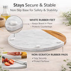 White Marble Board - Cheese Board | Acacia Wooden Serving Tray For Charcuterie, Cheese, Meats, Fruit, Crackers | Cutting Board, Serving Tray, Round Slab 10 Inches. - color: White, size: 10"L x 10"W