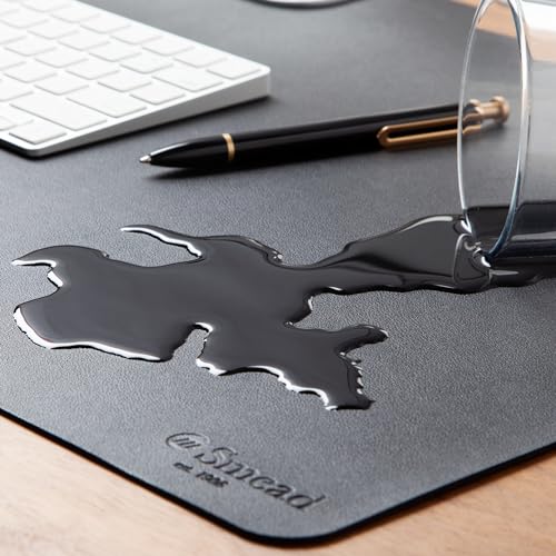 Smead Desk Pad, Vegan Leather Desk Mat with Non-Slip Faux Suede Backing, Perfect Desk Organizer for Office Decor, 23.6” x 13.7” Small, Charcoal (64838) - color: Dark Gray, size: 13.7" x 23.6"