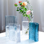 Blue Glass Flower Vase 10.6" Tall, 3lb Heavy Art Vases for Home Decor - Unique Decorative Centerpiece for Fresh/Dried Flowers, Modern Table Vase with Sturdy Base