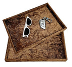 AgentMoon Jewelry Tray or Trinket Tray.Bedside Makeuop Remover Organizer for Earring Eyeglasses Phone Watch Bracelet Keys.Luxury Extra Velour Full Wrap. (Embossing Coffee) - color: Embossing Coffee