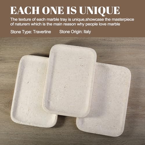 Koville Marble Vanity Tray, 12"x8" Marble Catchall Tray for Countertop Bathroom Kitchen Dresser, Rectangular Decorative Stone Tray for Jewelry Cosmetics Perfume Trinket(Brown) - color: Myra Beige