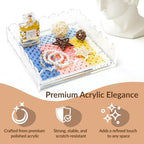 Scalloped Acrylic Tray, 9" x 9" Clear Acrylic Tray with Drawer for Insert Needlepoint,Art, Customizable Photos,Fabric,Messages Display Basket,Decorative Tray Gift for Home Office - size: 9''x9''x2.5''