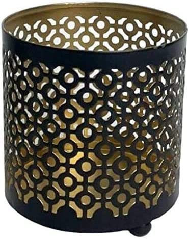 Hosley Bulk Buy Black (Gold Inside) Metal Jar Holder Candle Sleeve Set of 8-4.5" High. Votive, Tea Light Lanterns Ideal Gift for Weddings, Parties, Spa and Aromatherapy O6 - color: Black (Gold Inside) 8 Pack, size: 4.5 inch High