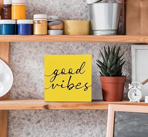 SRADMO Inspirational Quotes Wood Box Sign Desk Decor, Inspirational Wooden Block Box Sign Decoration for Home Office Shelf Table Fall Decor - color: yellow, size: 5″×5″