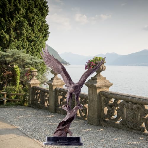 Stunning Bronze Bald Eagle Sculpture - Majestic Bird of Prey on a Perch - Handcrafted Art - 19.7" x 10.2" x 27.6", 30-34 lbs - color: 27.6" Bronze