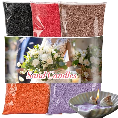 Sukh Candle Sand and Wicks - 430G(0.94lb) Sand Candles with Wicks Purple, Orange, Black, Red, Brown Refillable Candle for Weddings, Parties - color: Mixed Colours 1