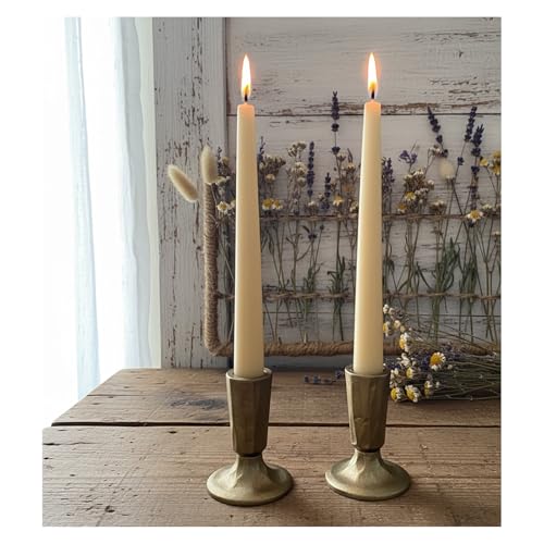 Vintage Brass Cast Iron Candlestick Holder Single Piece for Table, Mantel, Home Decor, Creates Warm Cozy Ambiance (1 pcs) - size: 1 pcs