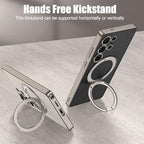 Leather Case for Samsung Galaxy S25 Ultra with Kickstand Magnetic Ring, Compatible with Wireless Charging, Invisible Stand Luxury Slim Protective Shockproof Cover for Samsung S25 Ultra (Beige) - color: Beige